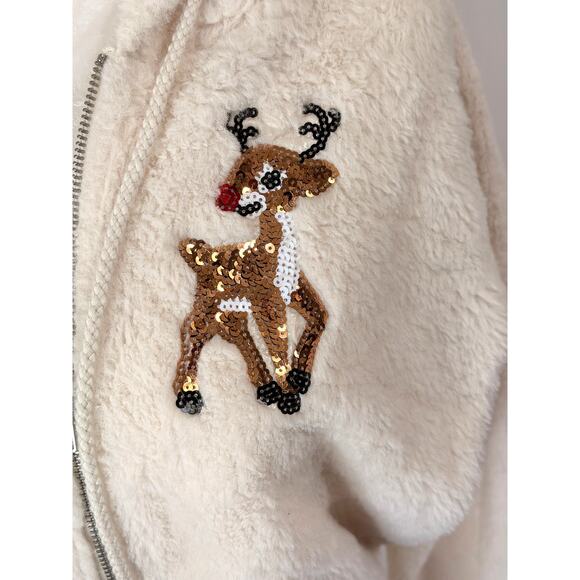 No Boundaries Sherpa Zip Hoodie sz S Y2k holidaycore festive Y2K softgirl - Picture 3 of 5